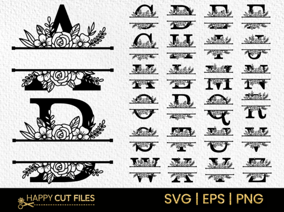 Elegant Floral Split Monogram SVG for Crafts